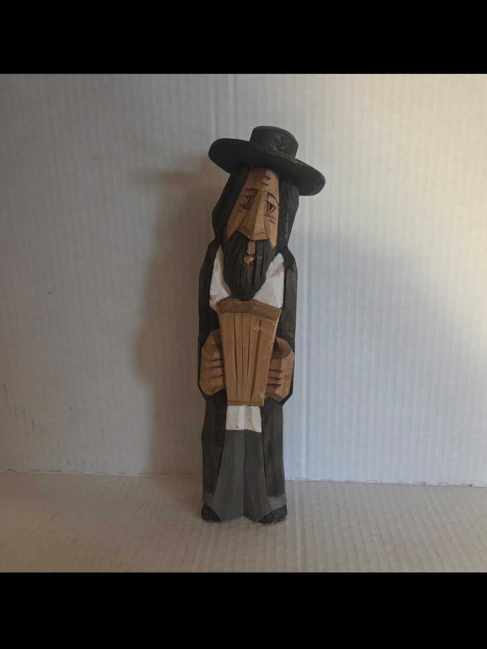 Jewish Hand Carved Folk Art Wooden Vintage Rabbi